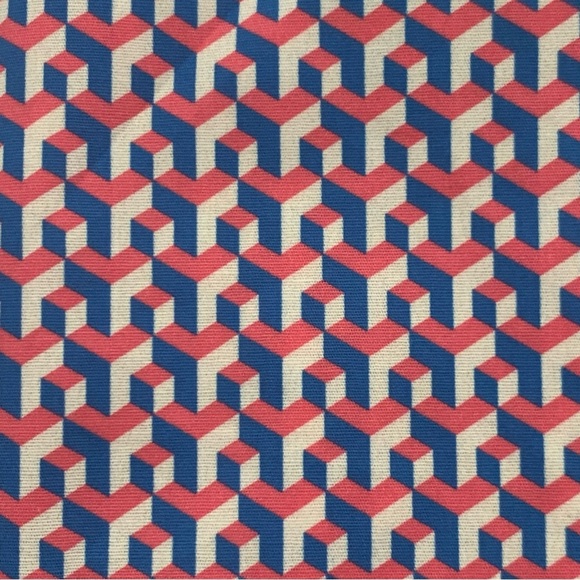 NWT COTON DOUX Paris Geo Print Button Front Shirt Cotton Poplin Pink Navy Blue - Picture 14 of 15